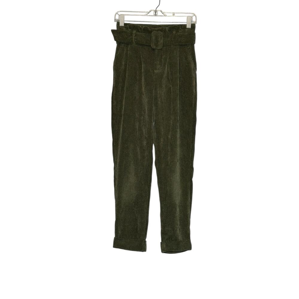 Wild Fable green corduroy pleated belted pants size 0